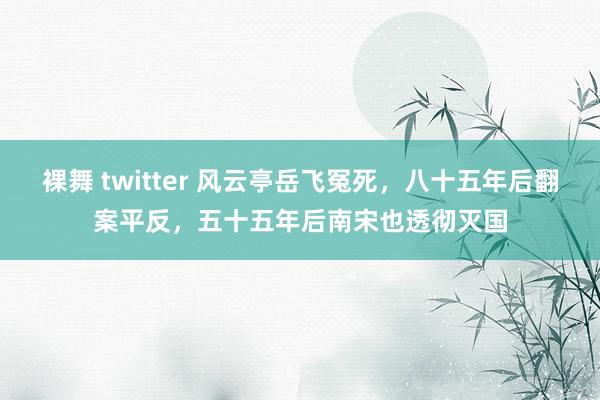 裸舞 twitter 风云亭岳飞冤死，八十五年后翻案平反，五十五年后南宋也透彻灭国