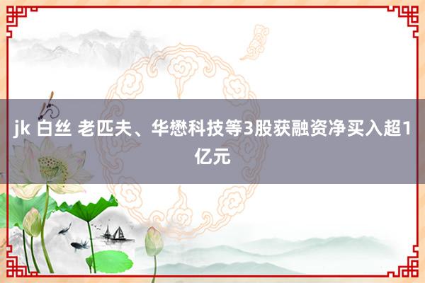 jk 白丝 老匹夫、华懋科技等3股获融资净买入超1亿元