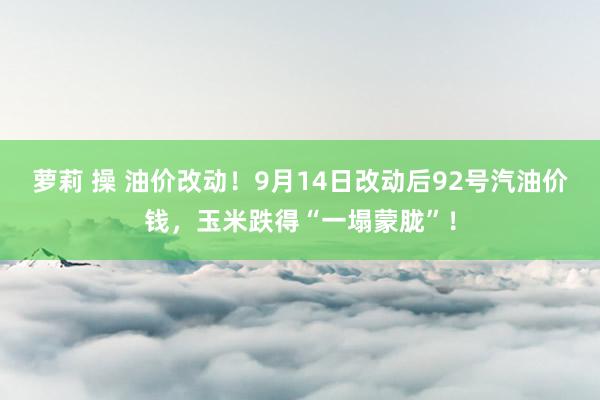 萝莉 操 油价改动！9月14日改动后92号汽油价钱，玉米跌得“一塌蒙胧”！