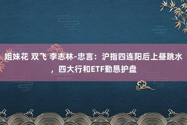 姐妹花 双飞 李志林-忠言：沪指四连阳后上昼跳水，四大行和ETF勤恳护盘