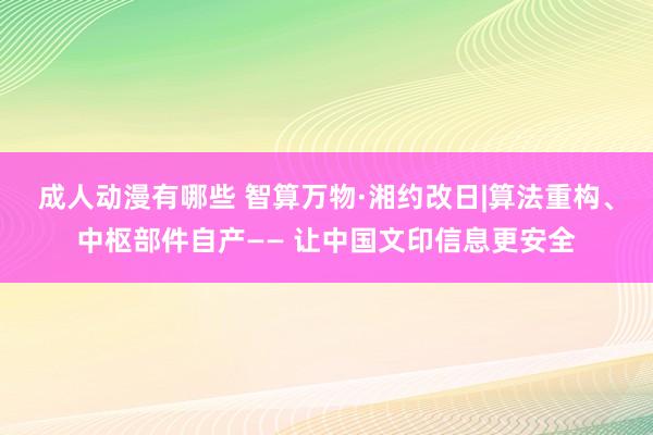 成人动漫有哪些 智算万物·湘约改日|算法重构、中枢部件自产—— 让中国文印信息更安全