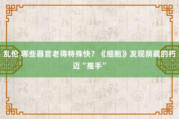 乱伦 哪些器官老得特殊快？《细胞》发现荫藏的朽迈“推手”