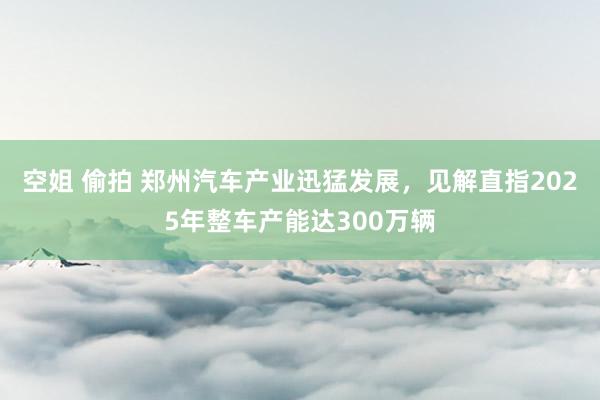 空姐 偷拍 郑州汽车产业迅猛发展，见解直指2025年整车产能达300万辆