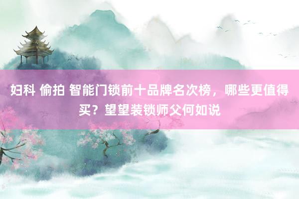 妇科 偷拍 智能门锁前十品牌名次榜，哪些更值得买？望望装锁师父何如说