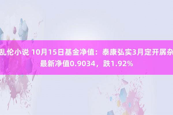 乱伦小说 10月15日基金净值：泰康弘实3月定开羼杂最新净值0.9034，跌1.92%