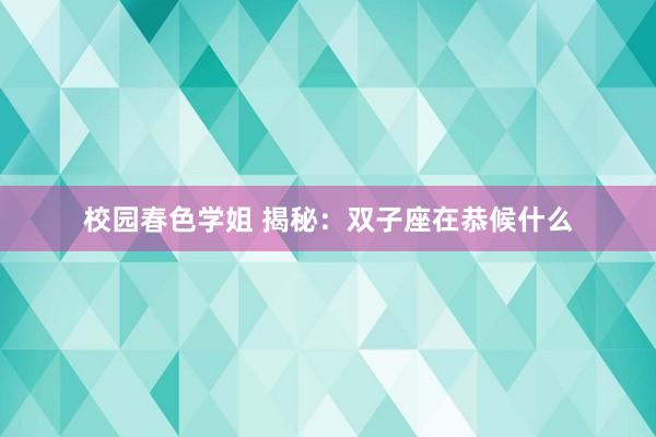 校园春色学姐 揭秘：双子座在恭候什么