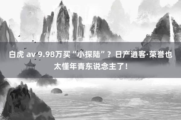 白虎 av 9.98万买“小探陆”？日产逍客·荣誉也太懂年青东说念主了！