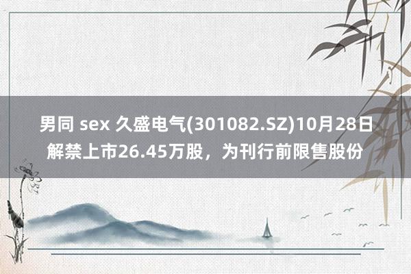 男同 sex 久盛电气(301082.SZ)10月28日解禁上市26.45万股，为刊行前限售股份