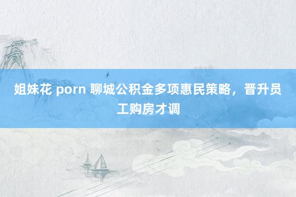 姐妹花 porn 聊城公积金多项惠民策略，晋升员工购房才调