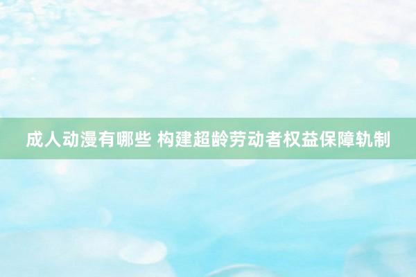 成人动漫有哪些 构建超龄劳动者权益保障轨制