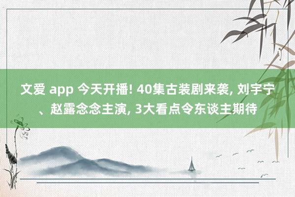 文爱 app 今天开播! 40集古装剧来袭， 刘宇宁、赵露念念主演， 3大看点令东谈主期待