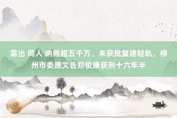 露出 同人 纳贿超五千万、未获批复建轻轨，柳州市委原文告郑俊康获刑十六年半