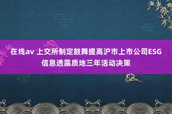 在线av 上交所制定鼓舞提高沪市上市公司ESG信息透露质地三年活动决策