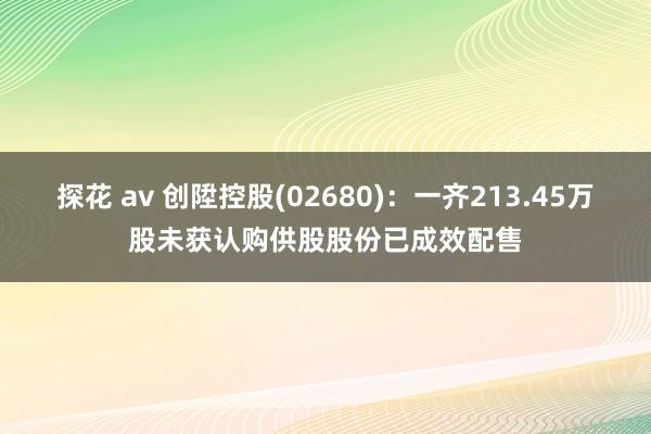 探花 av 创陞控股(02680)：一齐213.45万股未获认购供股股份已成效配售