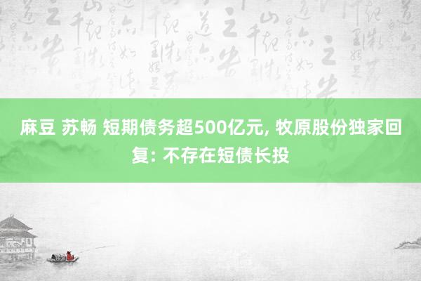 麻豆 苏畅 短期债务超500亿元， 牧原股份独家回复: 不存在短债长投