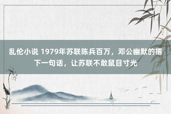 乱伦小说 1979年苏联陈兵百万，邓公幽默的撂下一句话，让苏联不敢鼠目寸光