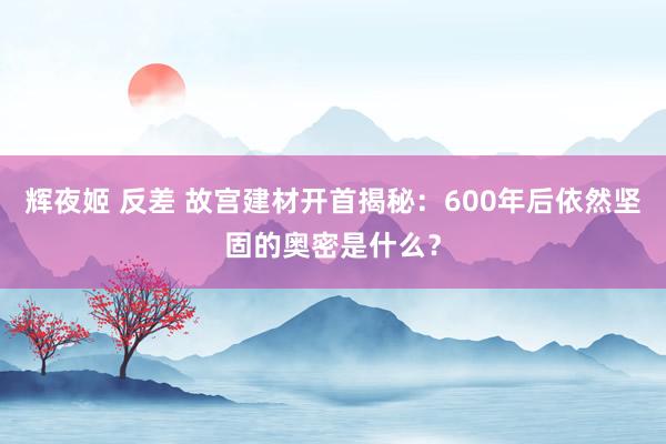 辉夜姬 反差 故宫建材开首揭秘：600年后依然坚固的奥密是什么？